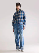 Blauwe blouse met ruit kraft52