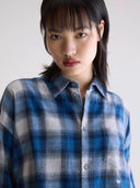 Blauwe blouse met ruit kraft52