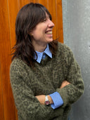 Groene trui met luipaardprint dioal