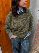 Groene trui met luipaardprint dioal