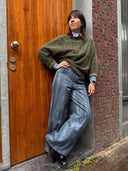 Groene trui met luipaardprint dioal