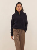 Donkerblauwe schipperstrui beau pullover midnight
