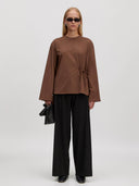 Bruine longsleeve met strik gasira