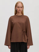 Bruine longsleeve met strik gasira