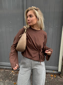 Bruine longsleeve met strik gasira