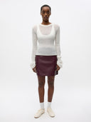 Bordeaux faux leren rok