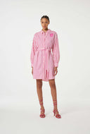 Roze-wit gestreepte blousejurk allie dress
