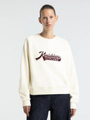 Ecru sweater met print tajima cloud dancer