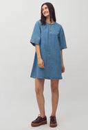 Wijde denim mini jurk carmen-m