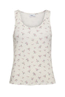 Ecru singlet met bloemen dessin numelina