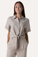 Beige linnenmix blouse bois shirt