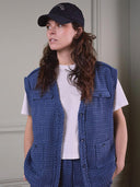Blauw bouclé gilet mare vest