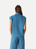 Denim blouse met patroon benoite shirt