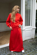 Rode satijnen rok liz skirt
