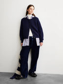 Navy gebreid vest selmaa