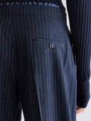 Donkerblauwe pantalon met streep turin