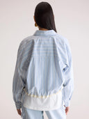 Lichtblauw gestreepte blouse glow