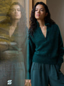 Zachte mohairmix polo pullover