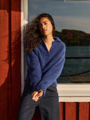 Zachte mohairmix polo pullover