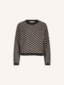 Gestreepte trui diagonal natural pullover biscuit