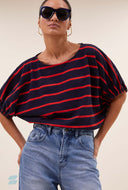 Donkerblauw gestreepte top merle heavy flame