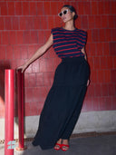Donker blauwe top diede heavy flame stripes