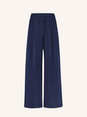 Donkerblauwe pantalon benji satin stripe pants