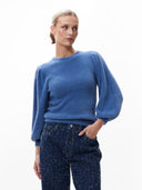 Fuzzy puff sleeve knit