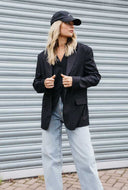 Zwarte relaxed blazer pin stripe