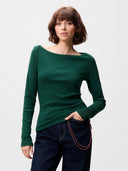 Groene longsleeve met rib dessin