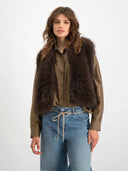 Donkerbruin fake fur gilet giselle