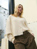 Off white fluffy vest audrey cardigan