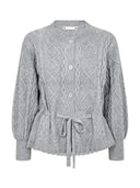 Grijs kabel vest rowcc cable tie cardigan