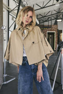 Beige crop cape jacket franciscacc