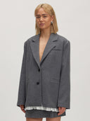 Grijze wolmix blazer camella