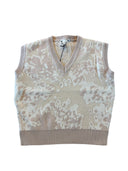 Beige jacquard spencer vest knit