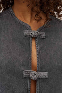 Donkergrijze denim blazer Effine-M