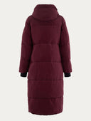 Lange gewatteerde jas met capuchon