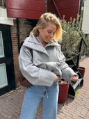 Grijze oversized jas met grote zakken
