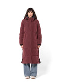 Lange gewatteerde jas met capuchon