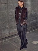 Donkerblauwe broek logo tape track tall pant