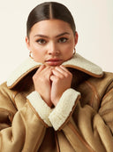 camel fake fur jacket monia