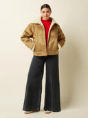 camel fake fur jacket monia