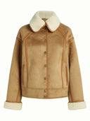 camel fake fur jacket monia
