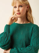Groene top met opengewerkte details bell