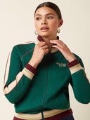 Groen vest met rits lila