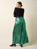 Groene metallic broek marnie pants flambe