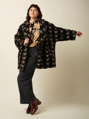 Zwarte fake fur kimono coat shiya
