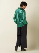 Groene metallic blouse maisie