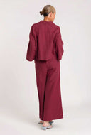 Wijde linnen broek hazel ruby wine